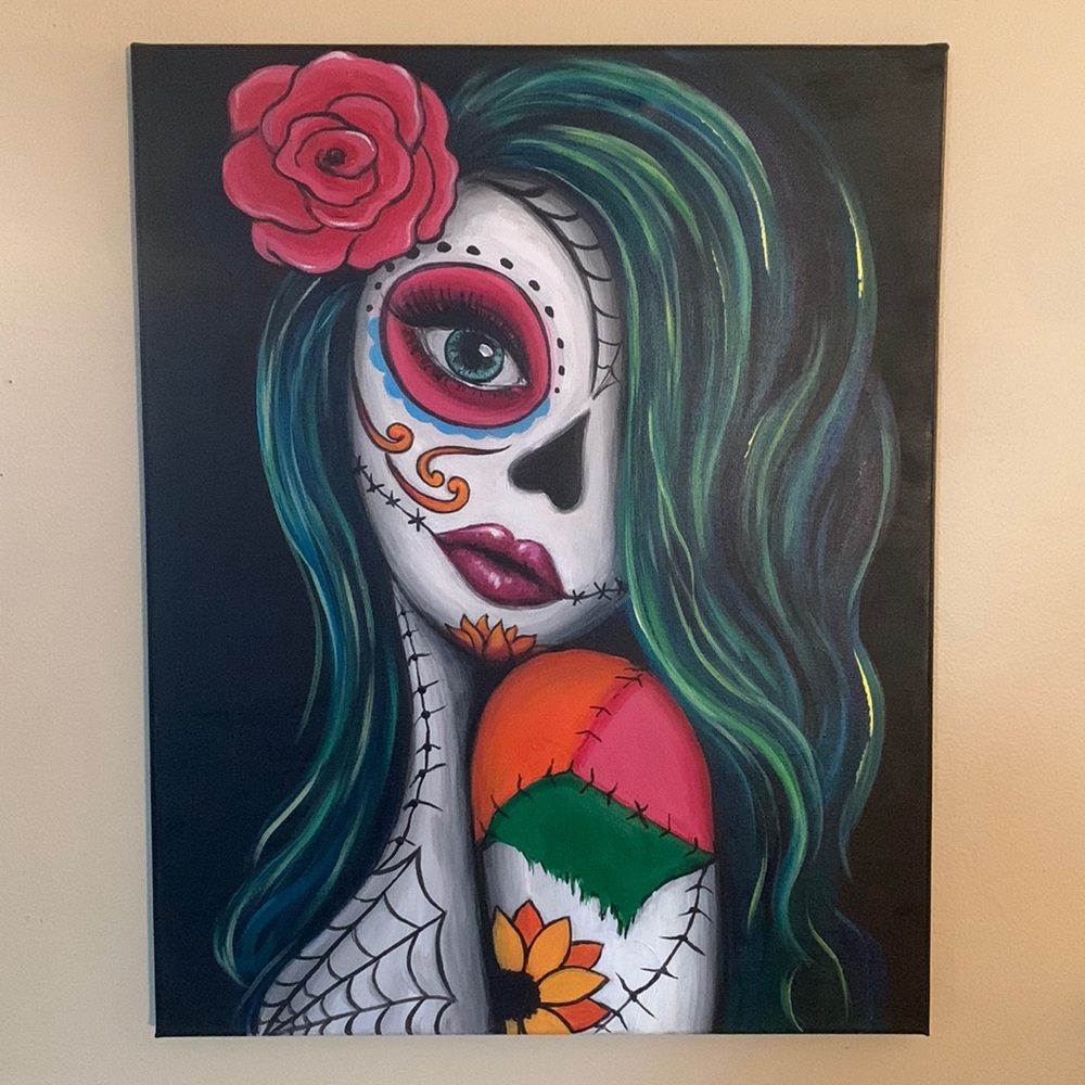 SALE!! Day of the dead original painting handmade